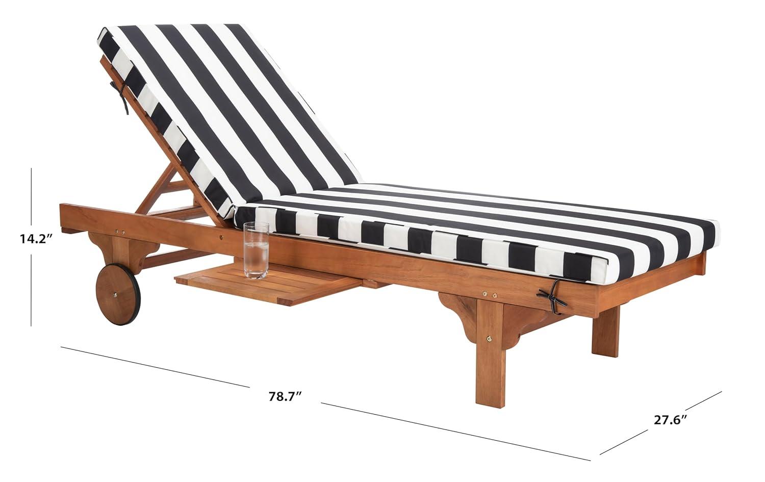 Newport Lounge Chair - Outdoor - PAT7022 - Natural/Black Stripe -Safavieh