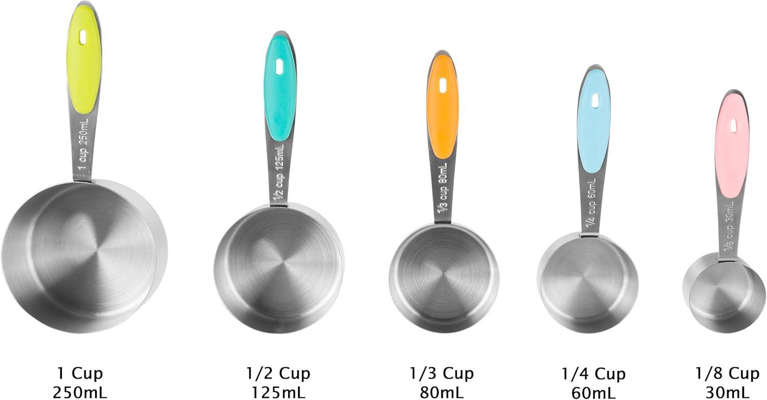 Classic Cuisine 5-Piece Measuring Cups Set with Colored Silicone Handles