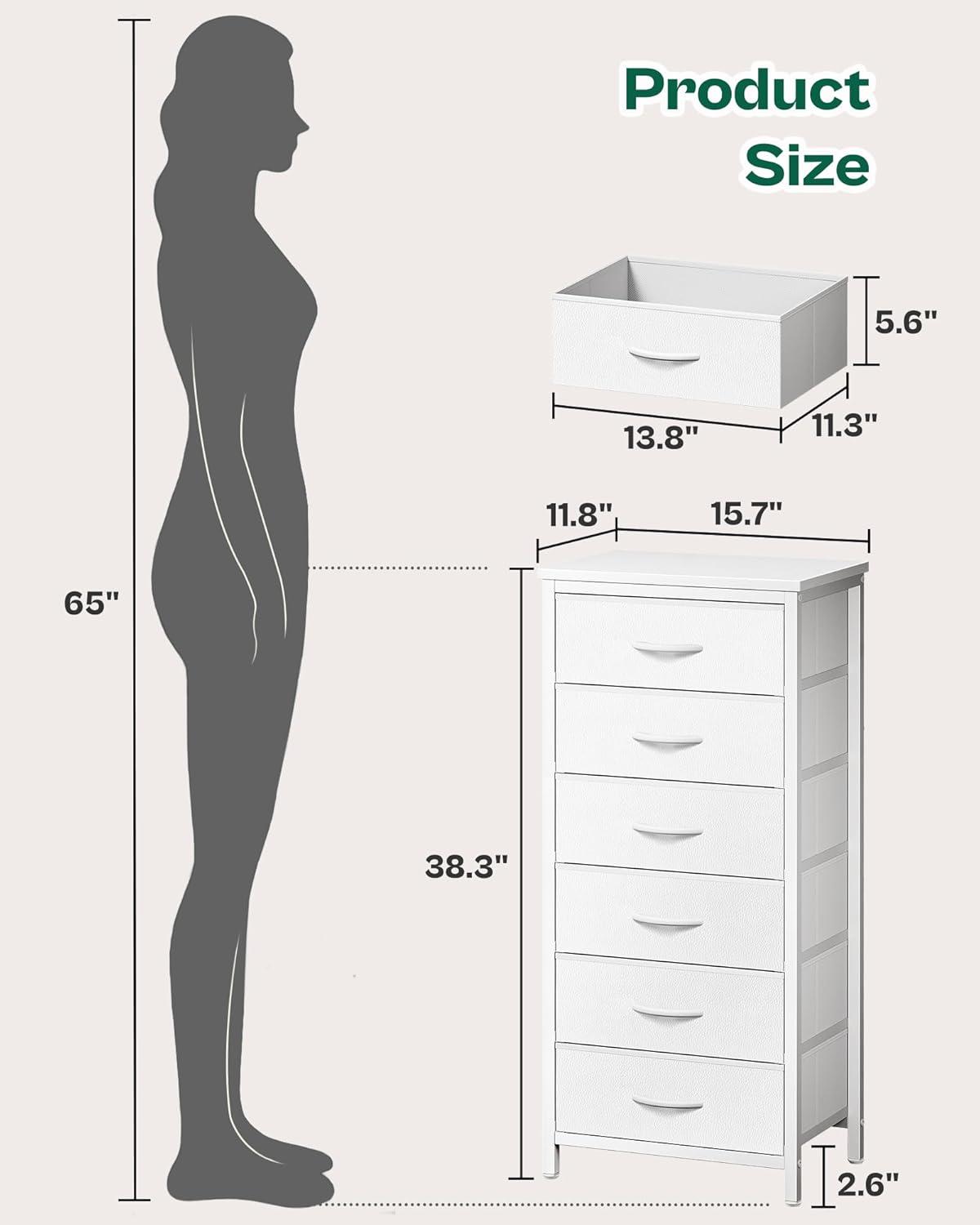 6 Drawer Dresser for Bedroom, Tall Dresser & Chests of Drawers, Fabric Dresser for Closet