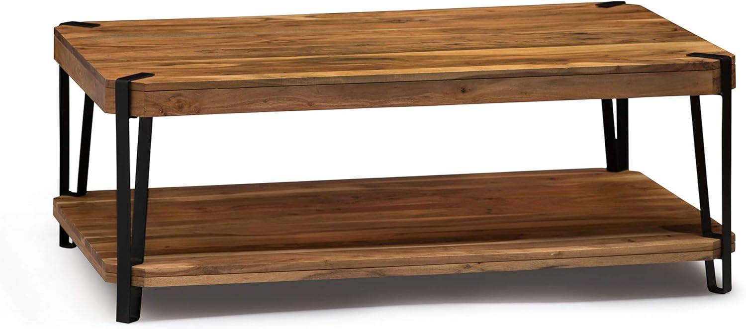 Ryegate Live Edge Natural Acacia Wood and Metal Rectangular Coffee Table