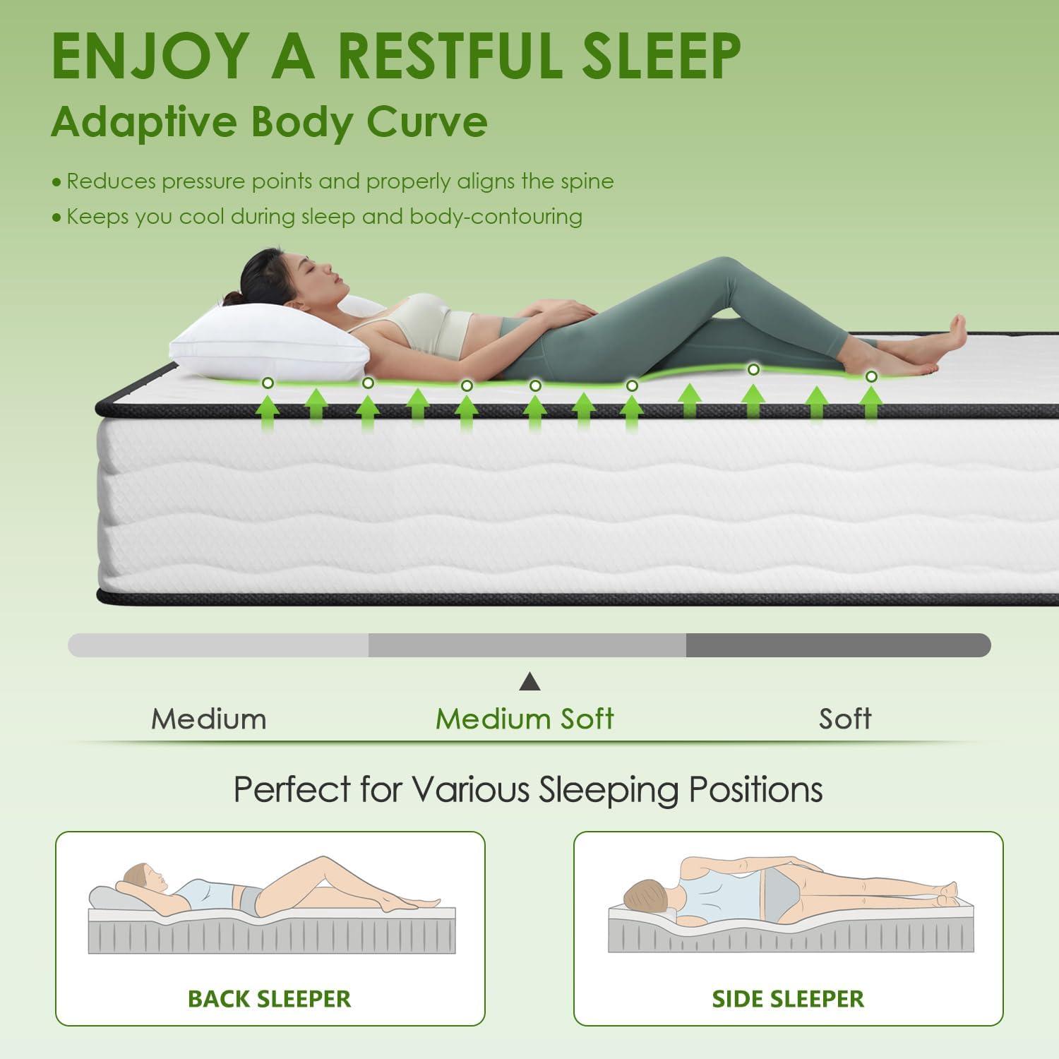 Twin 10-Inch White Innerspring Gel Memory Foam Mattress