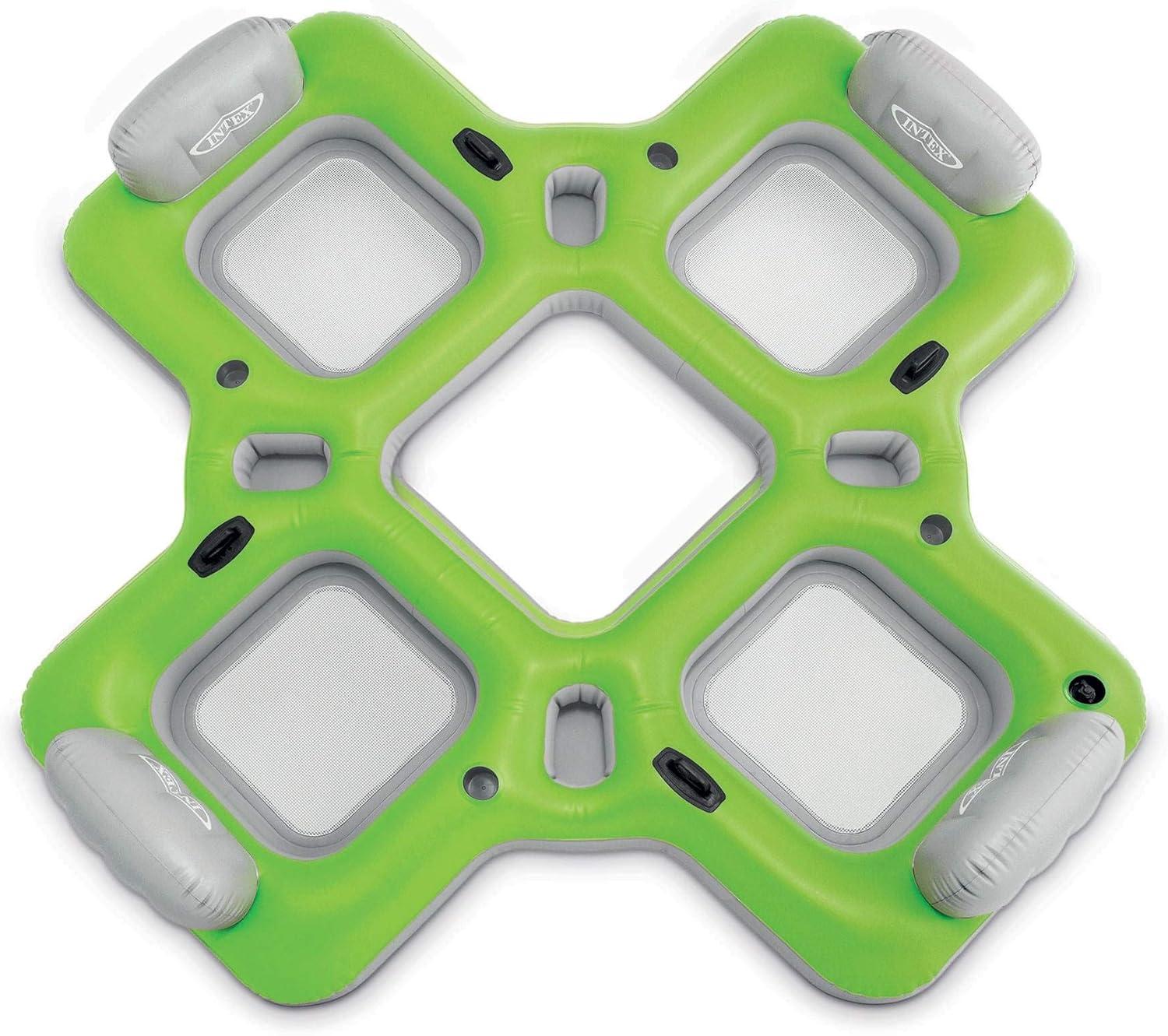 Intex Lounge Island Inflatable 4 Seat PVC Pool Raft Green 110 x 110 x 19 inches