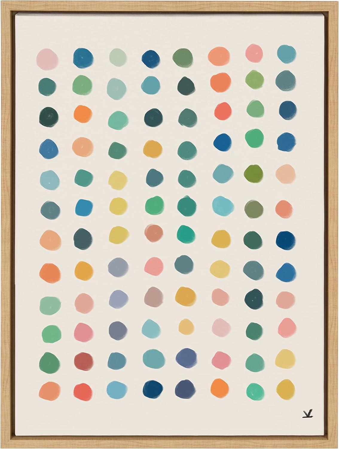 Meditation 3 Colorful Polka Dot Framed Canvas Art, 18x24