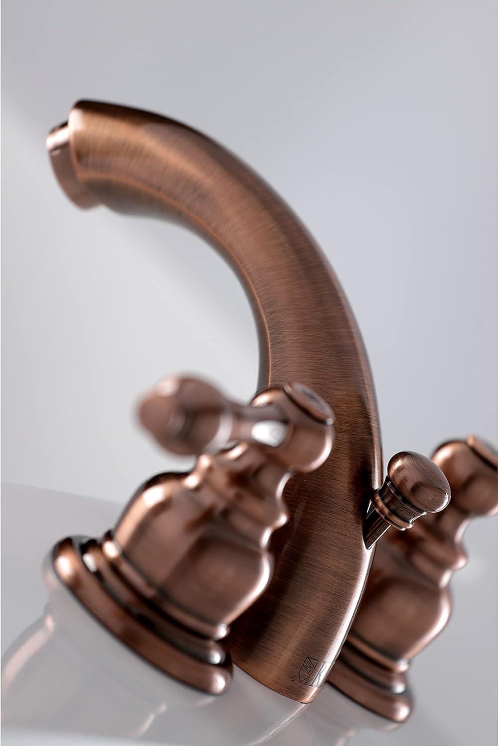 Kingston Brass Victorian Two-Handle 3-Hole Deck Mount Mini-Widespread Bathroom Faucet with Plastic Pop-Up