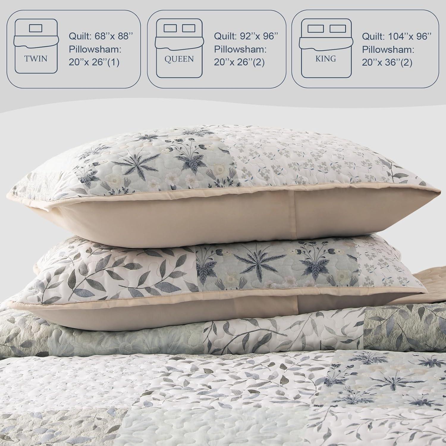 Bohemian Quilt Set Patchwork-lightgrey - 3 Piece - Queen