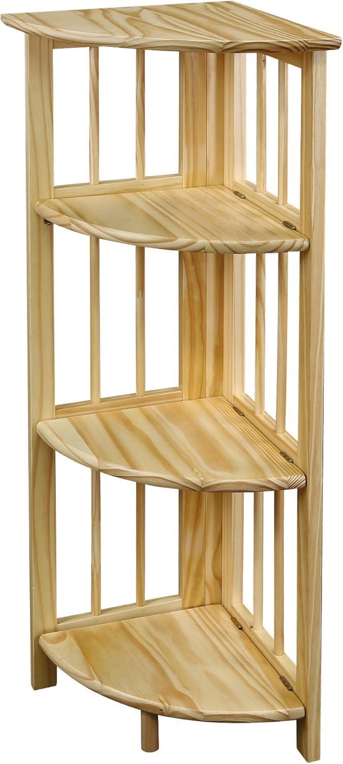 Casual Home 4-Shelf Corner Folding Bookcase-Color:Natural