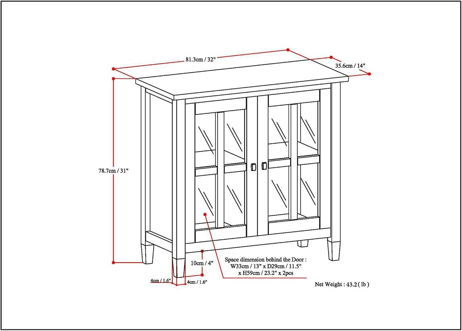 Simpli Home Warm Shaker Wood 32" Transitional Low Cabinet in Black