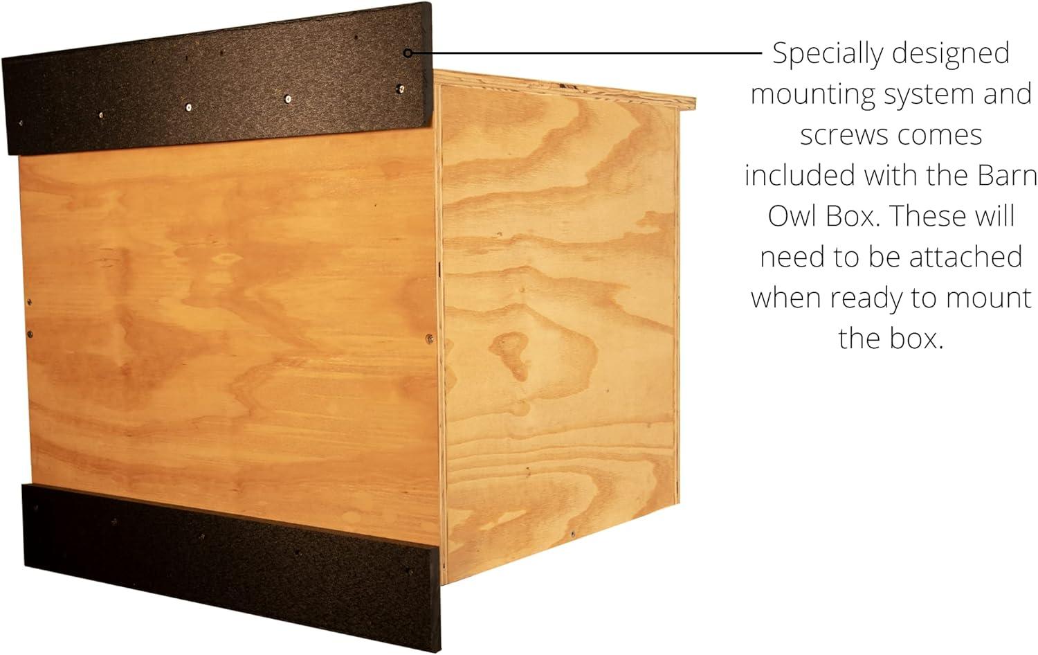 JCs Wildlife Barn Owl Nesting Box Large House Crafted in USA - Exterior Grade Treated Plywood - Mounting Hardware and Pine Shavings Included -