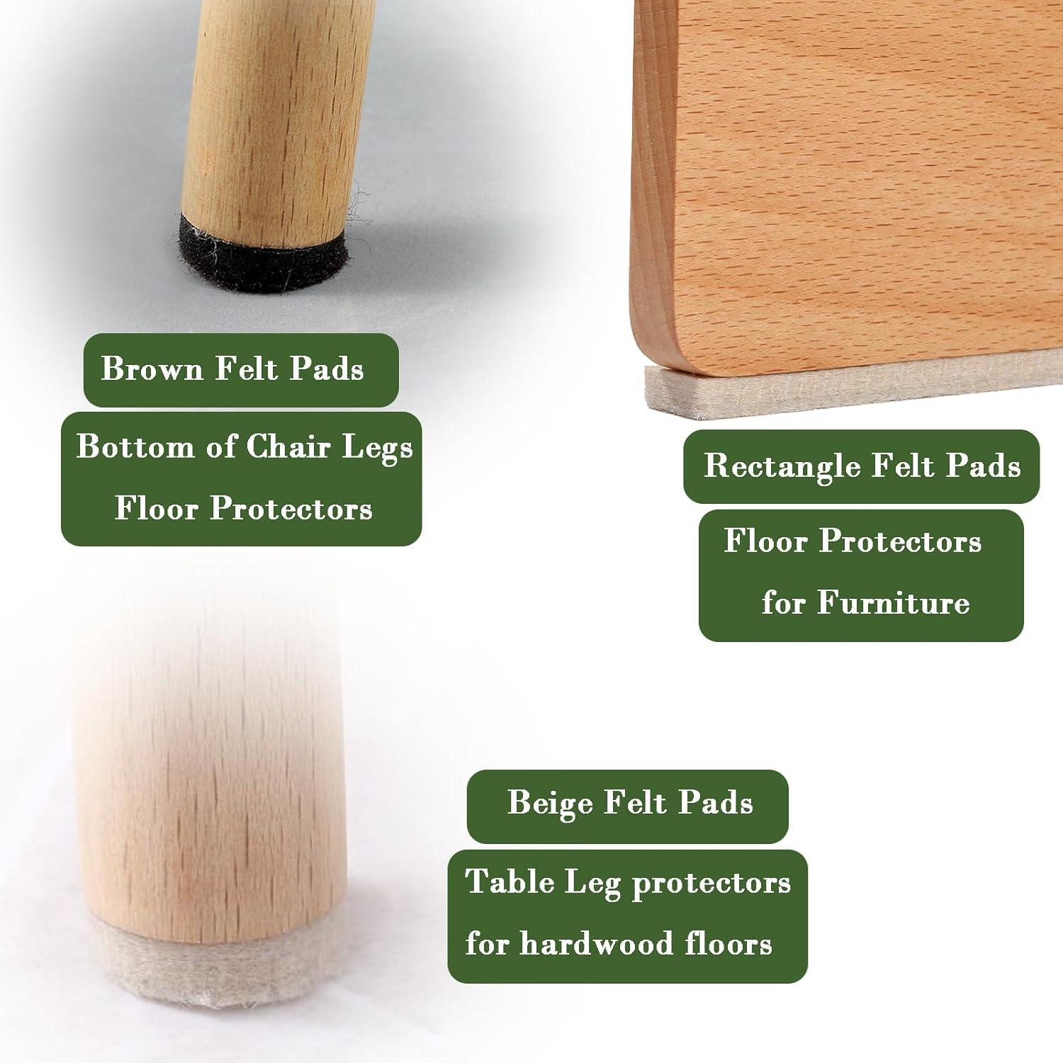 Fursafe&Q Felt Furniture Pads, Furniture Felt Pads for Hardwood Floors -Self Adhesive Chair Leg Floor Protectors, Protect from Nicks, Dents and Scratches, Chair Feet Protectors 136 Pcs Chair Feet