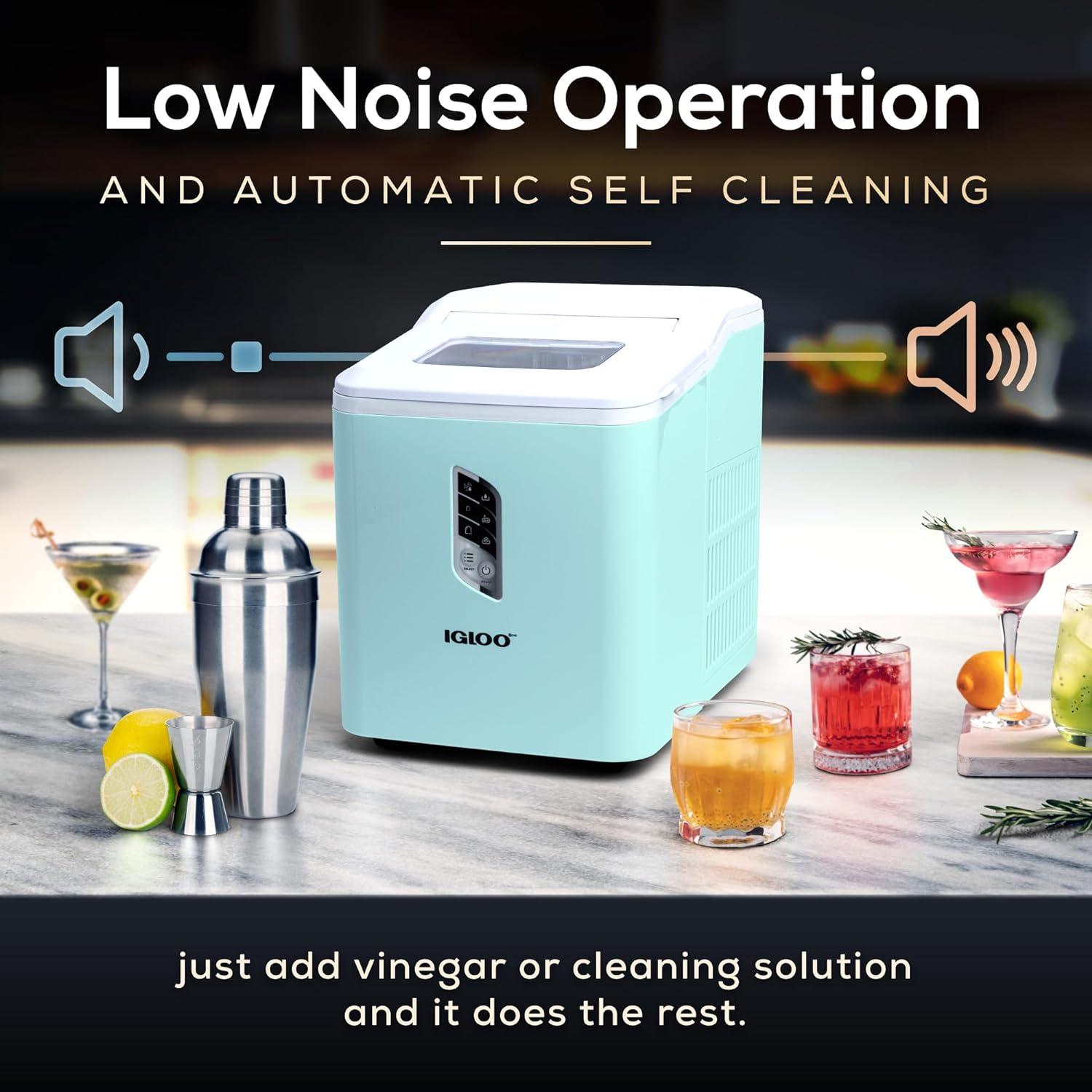 Igloo Automatic Ice Machine Self Cleaning Countertop Ice Maker for Water Bottle & Drinks, Aqua