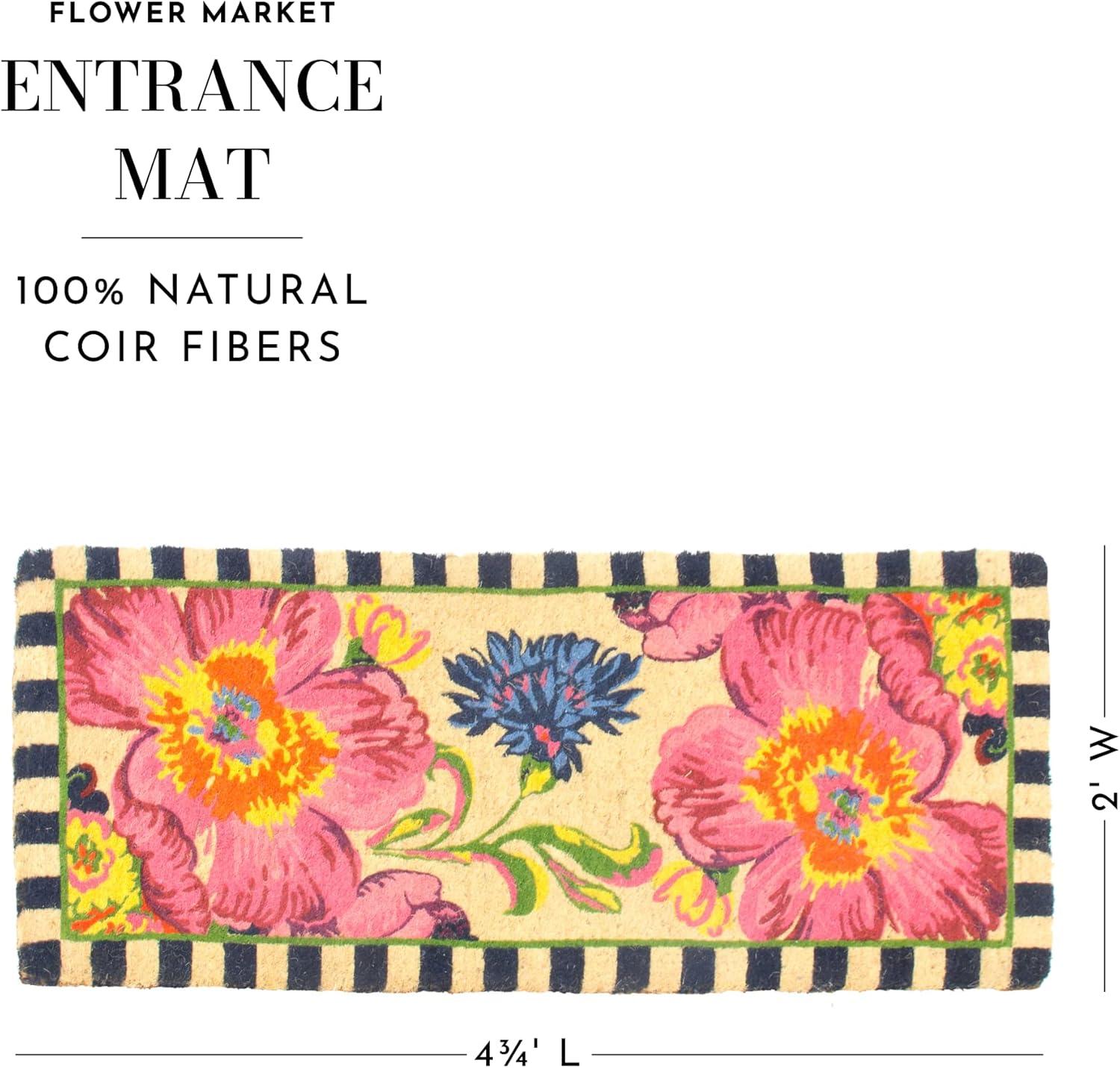 Floral Haven Modern Coir Outdoor Doormat with PVC Backing