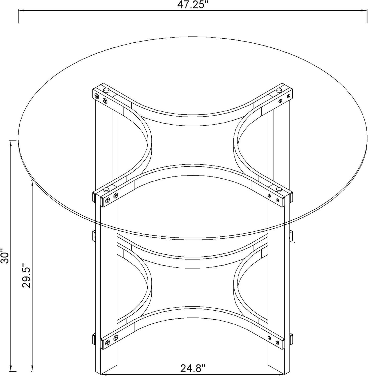 47-Inch Round Glass Top Dining Table with Chrome and Acrylic Base