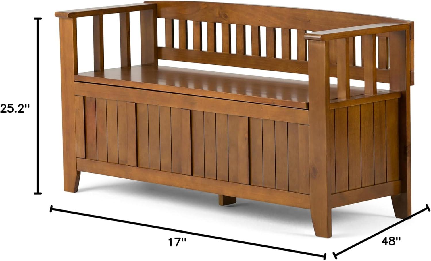 Acadian Light Avalon Brown Solid Wood Transitional Storage Bench