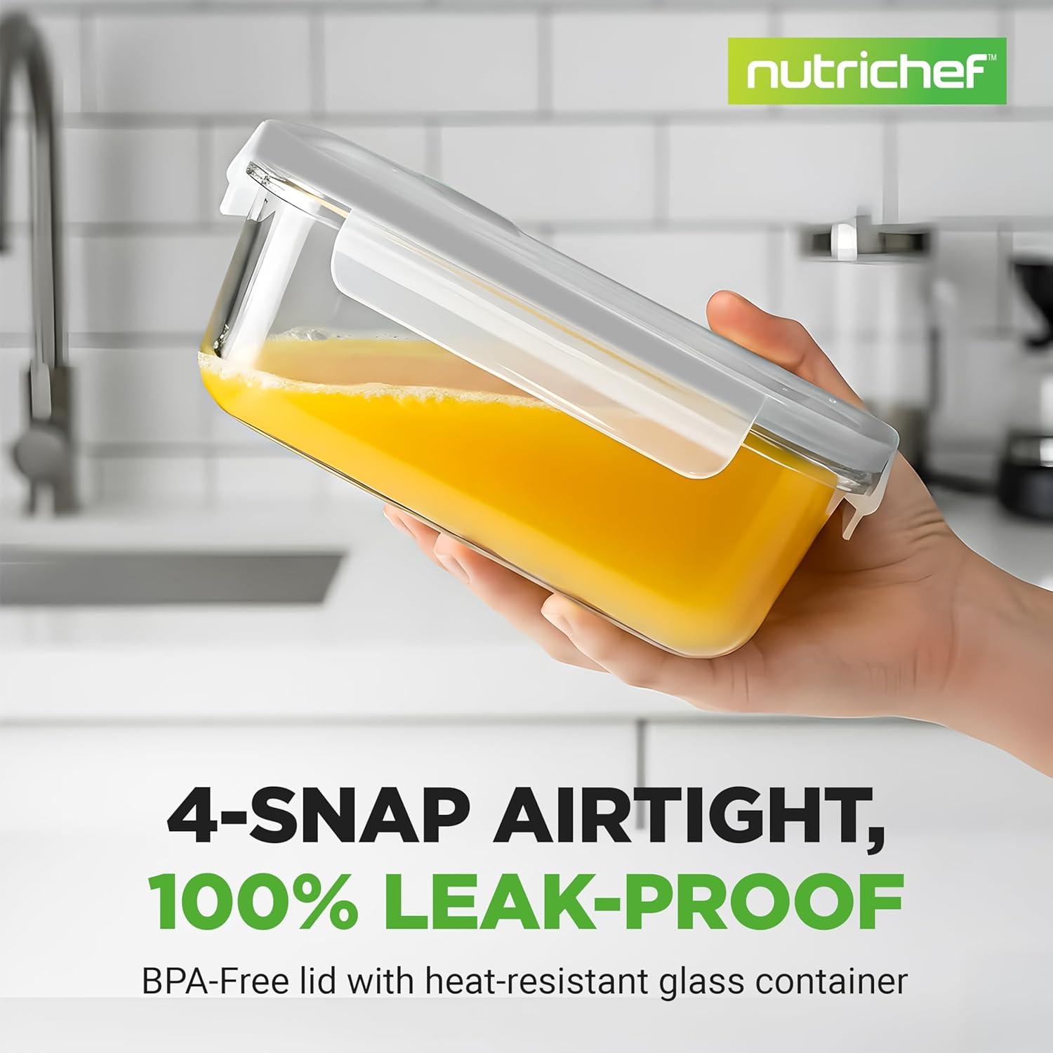 NutriChef 30oz. Glass Food Storage Container