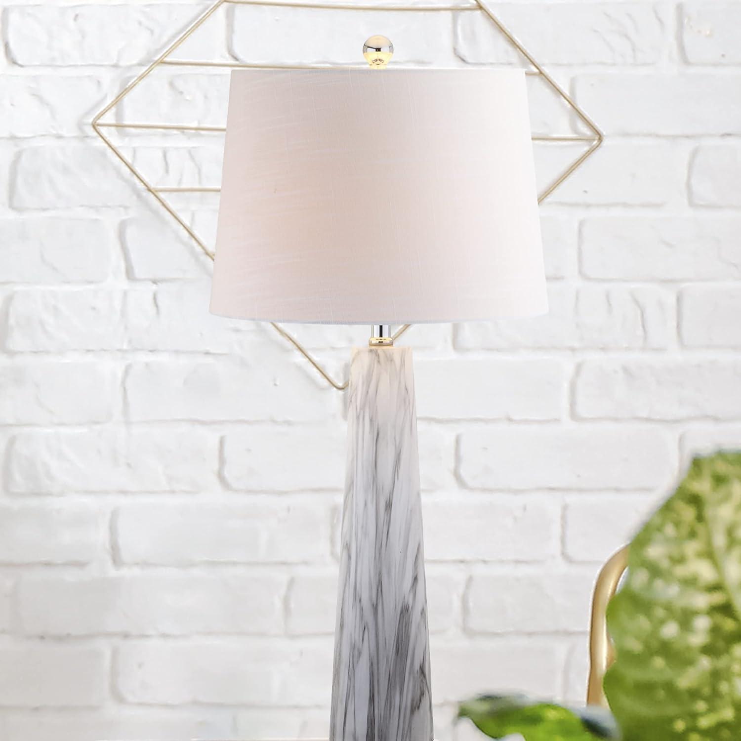 Bradley 29" Resin LED Table Lamp, White/Black Faux Marble