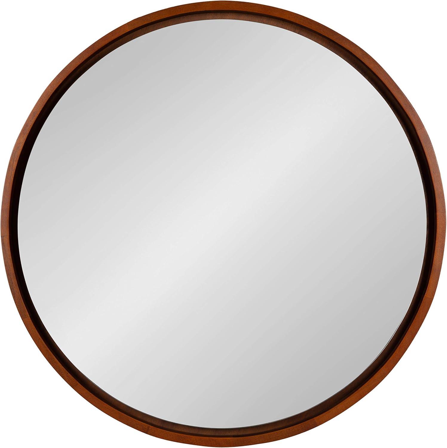 30&#34; Evans Round Wall Mirror Walnut Brown - Kate &#38; Laurel All Things Decor