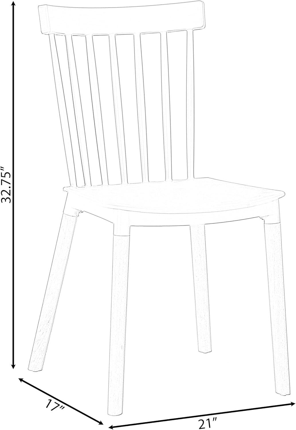 Fabulaxe Plastic Dining Chair Windsor Design with Beech Wood Legs, Orange