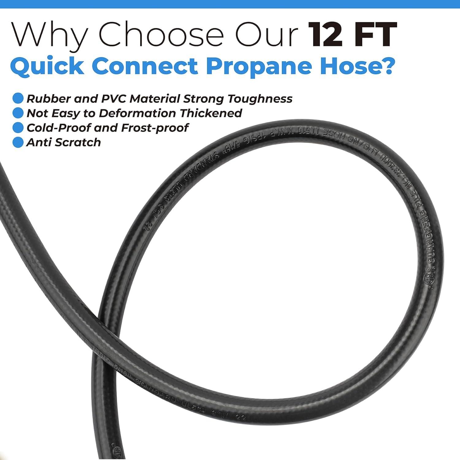 GasSaf 12ft Propane Regulator with Hose, Propane Hose for Indoor/Outdoor Heater -3/8 Quick Connect Disconnect