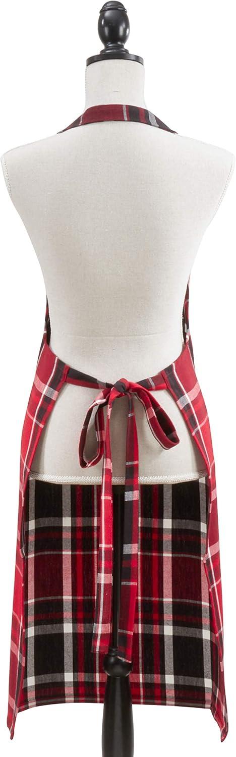 Saro Lifestyle Plaid Apron, 24"x36", Red