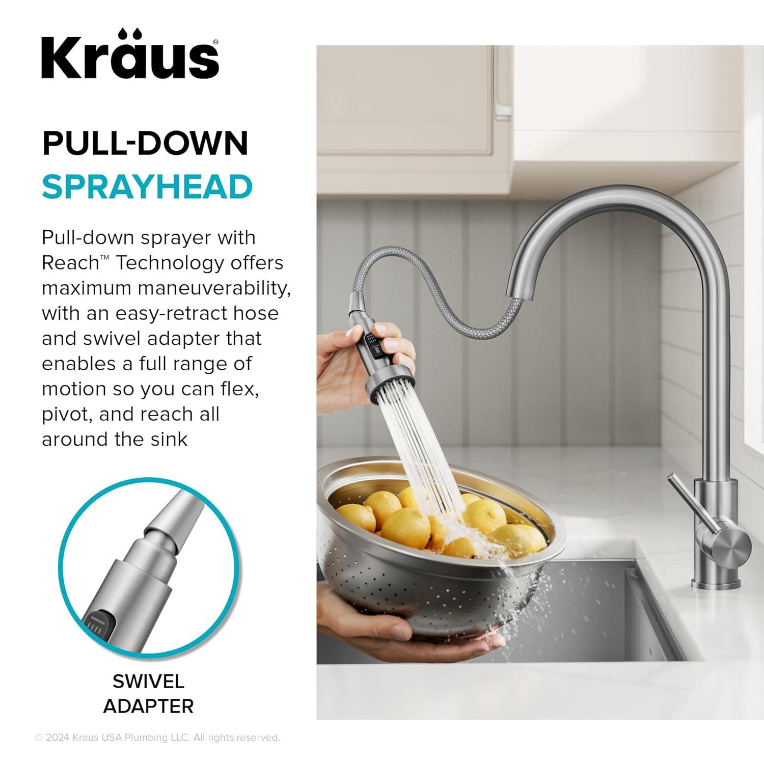 KRAUS Bolden Motion Sensor Single Handle Pull Down Touchless Kitchen Faucet