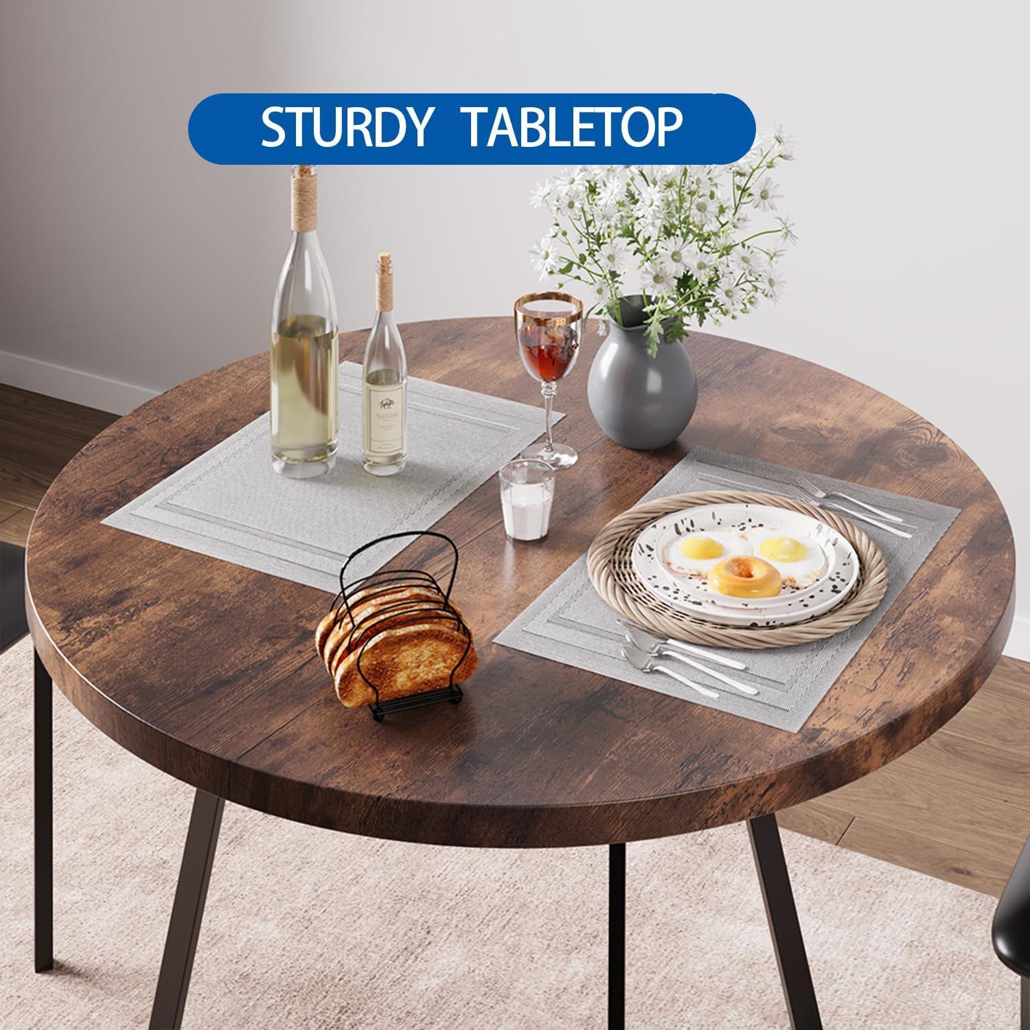 Dining Table Set for 2, Kitchen Table & Chair Sets for 2, Round Kitchen Table for Small Space, Apartment, Breakfast Nook