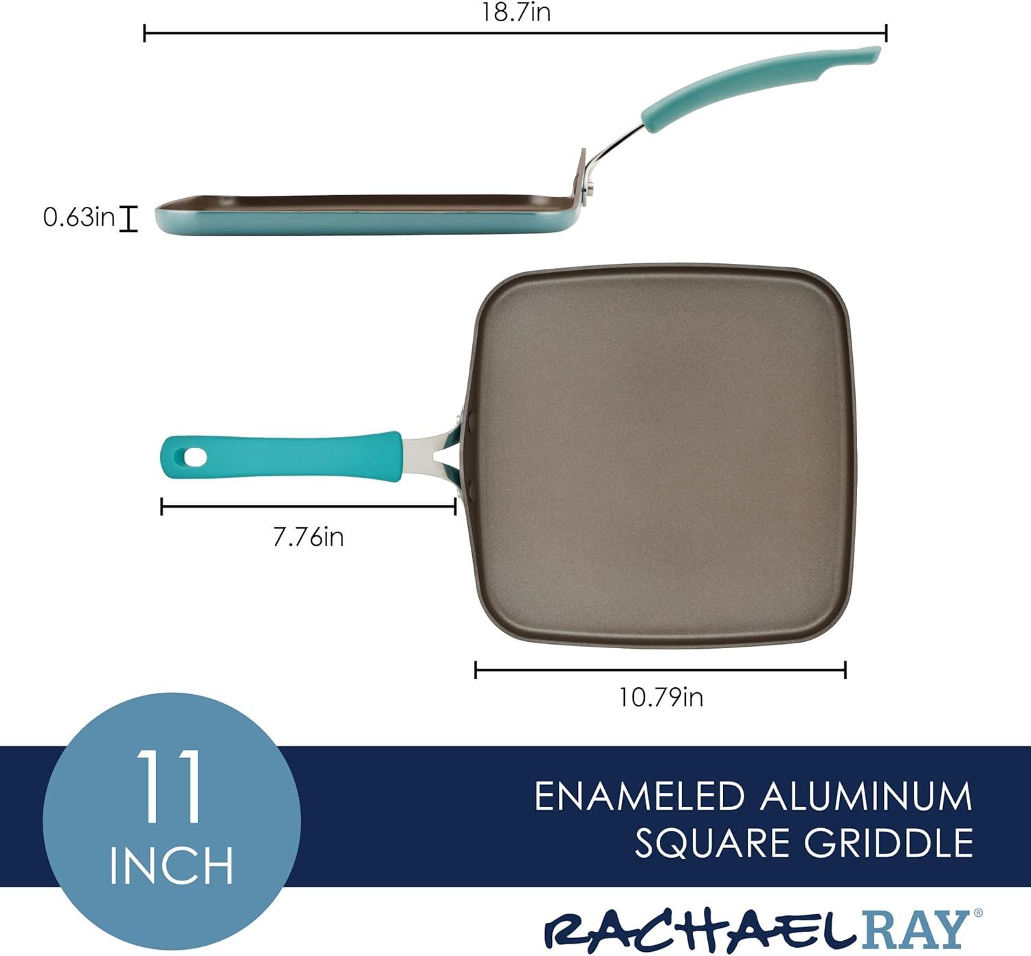 Rachael Ray Rachael Ray Cook + Create Aluminum Nonstick Square Stovetop Griddle Pan, 11-Inch