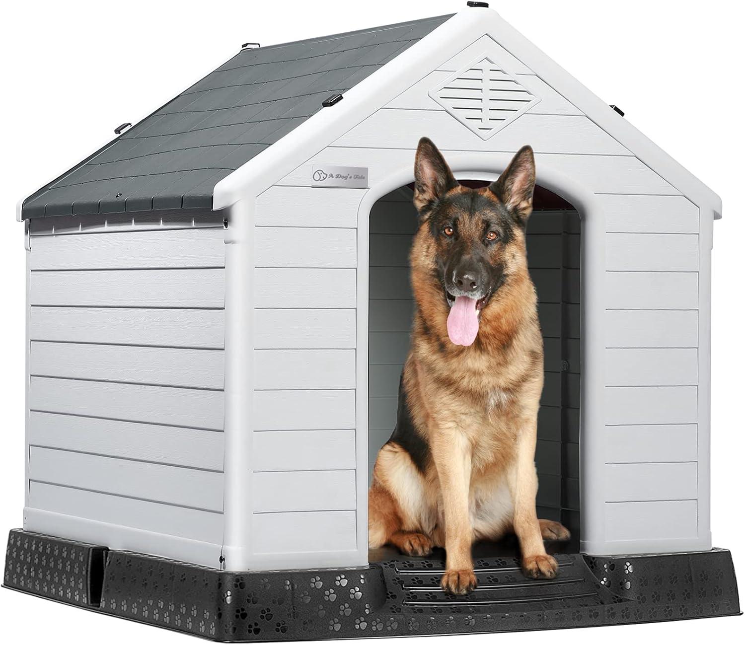 Large Gray Plastic Raised Floor Dog House