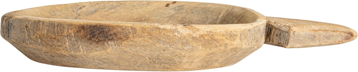 Handcrafted Natural Reclaimed Wood Bowl with Handles