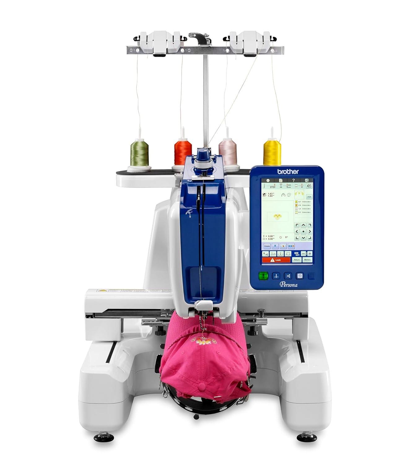 Brother Persona PRS100 Single Needle Embroidery Machine, 63-Piece Thread Set, 20 Bobbins, 100-Piece 75/11 Embroidery Needles, Stabilizer Roll