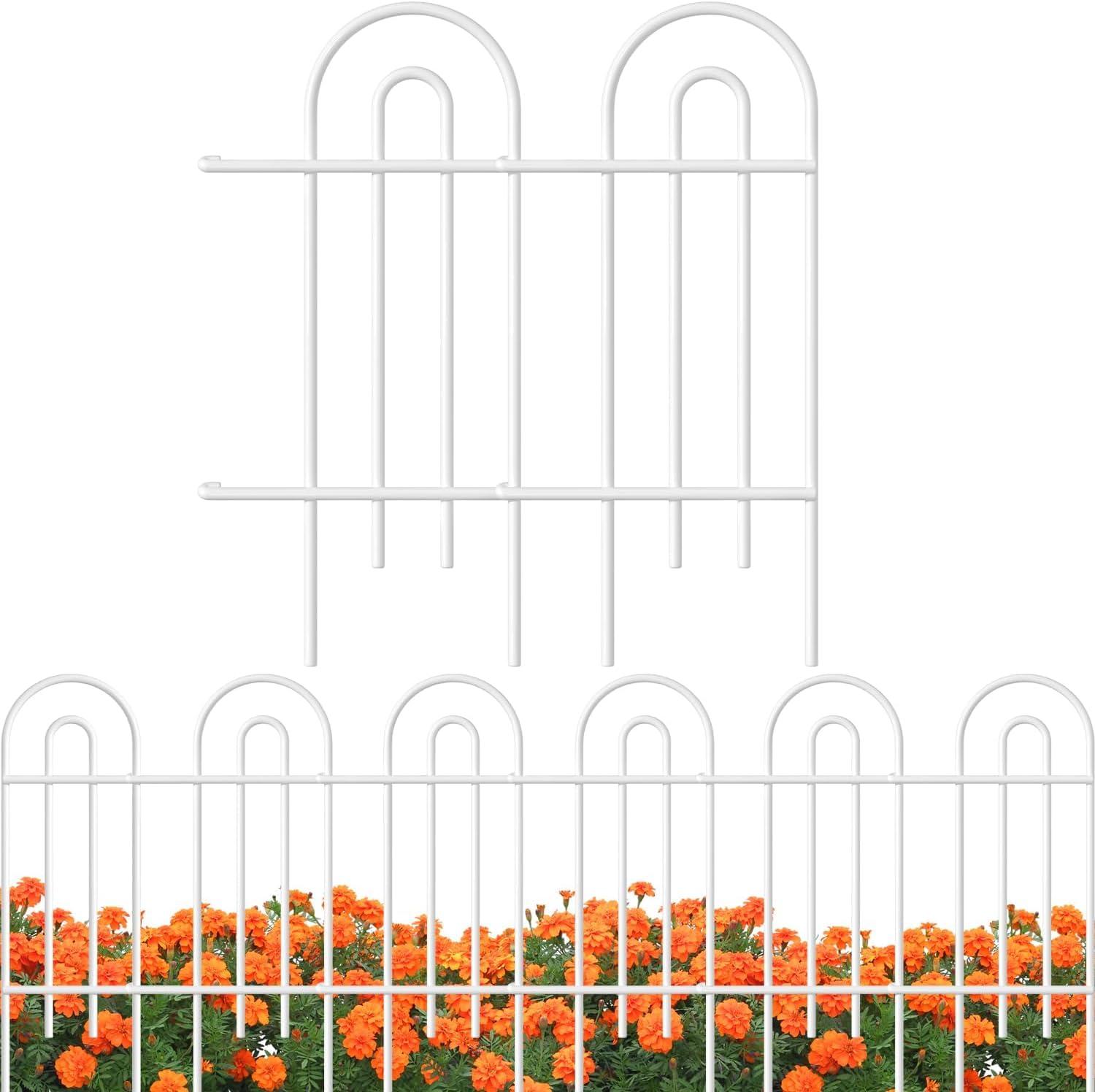 Amagabeli 14 panels Decorative Garden Fences and Borders for Dogs 32in(H)×20ft(L) No Dig Metal Fence (Set of 14)