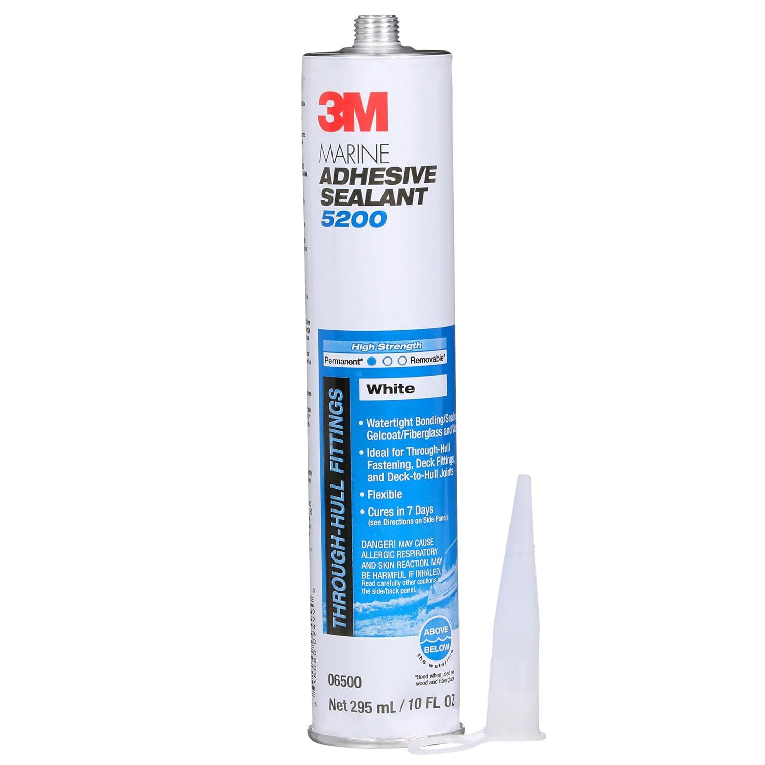 3M Marine Adhesive Sealant 5200,, White, 295 mL, 1 Cartridge, Watertight Bonging/Sealing of Gelcoat