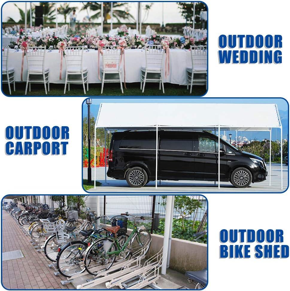 Quictent 10x20 ft Heavy Duty Carport Canopy Galvanized Car Tent Outdoor Garage Boat Shelter with Reinforced Structure, No Sidewall - White