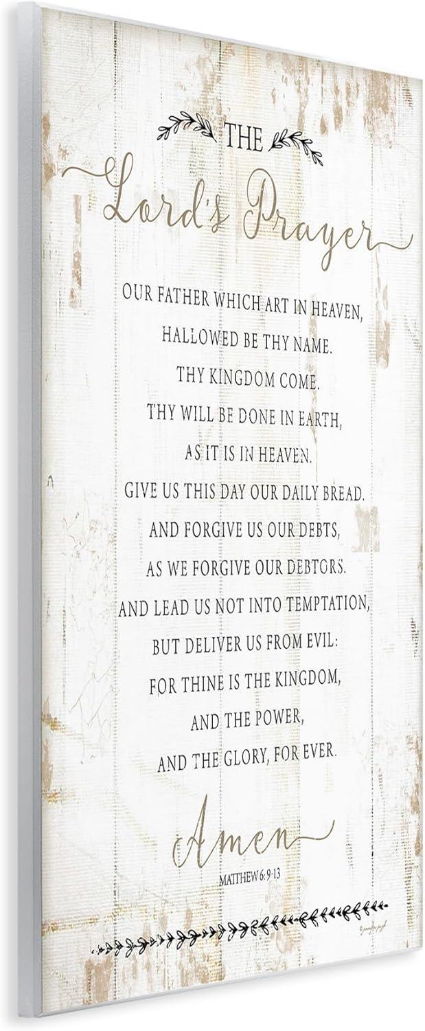 Rustic Distressed White Wood Lord's Prayer Wall Plaque