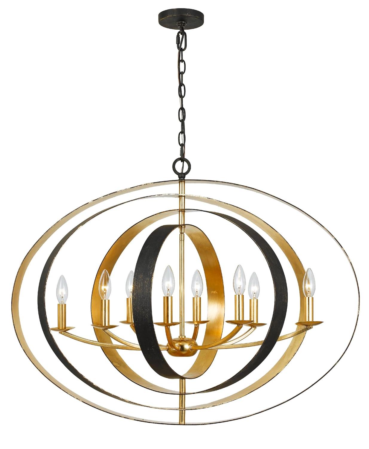 588-EB-GA-Crystorama Lighting-Luna - Eight Light Oval Chandelier-English Bronze/Antique Gold Finish    -Traditional Installation