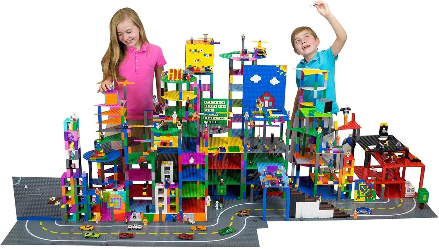 Strictly Briks Toy Building Block - Vibrant Colors - 216 Pieces with 6x6 Inch Baseplate - 100% Compatible with All Major Brick Brands