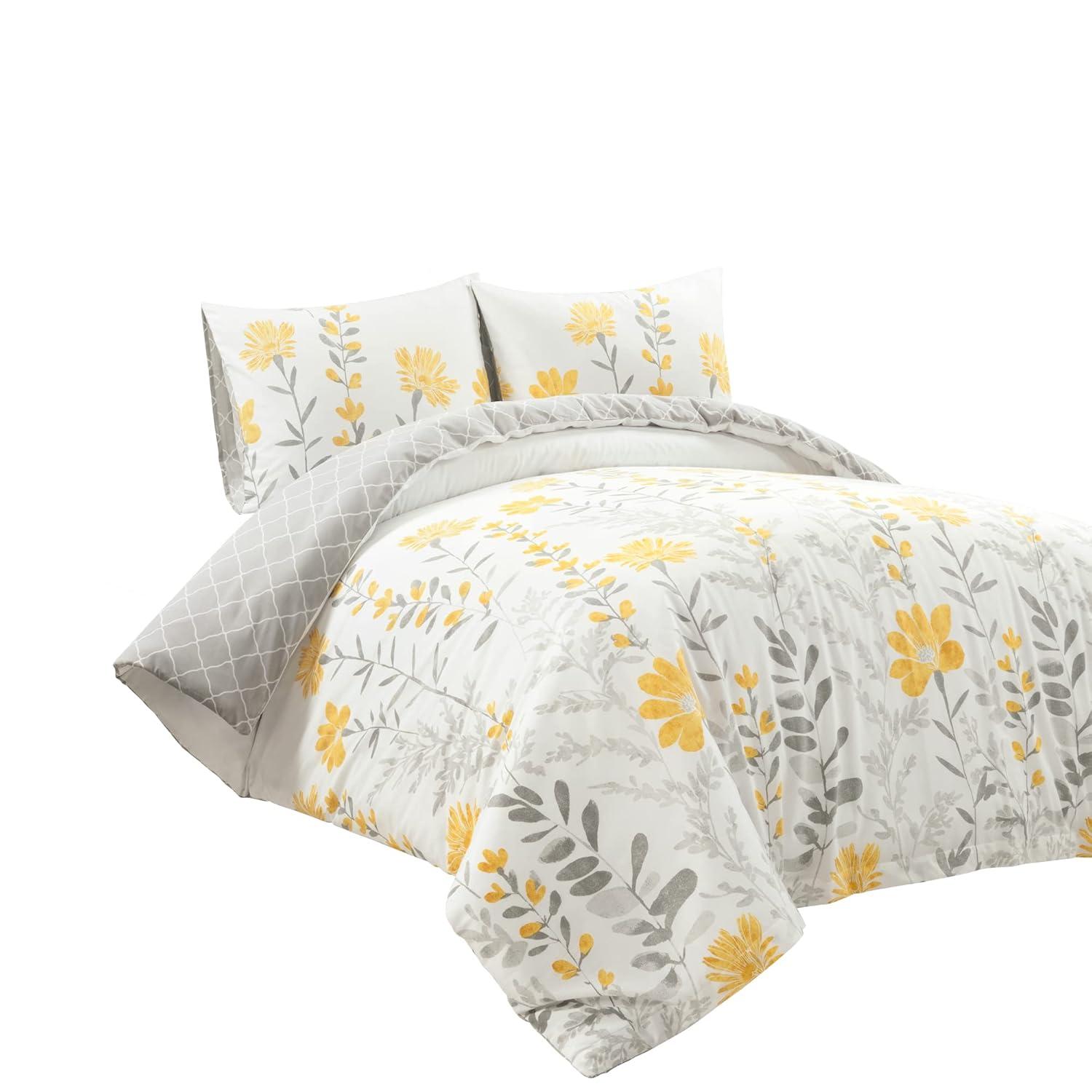 Lush Decor Yellow/Gray Cotton 3 Piece Duvet Cover Set