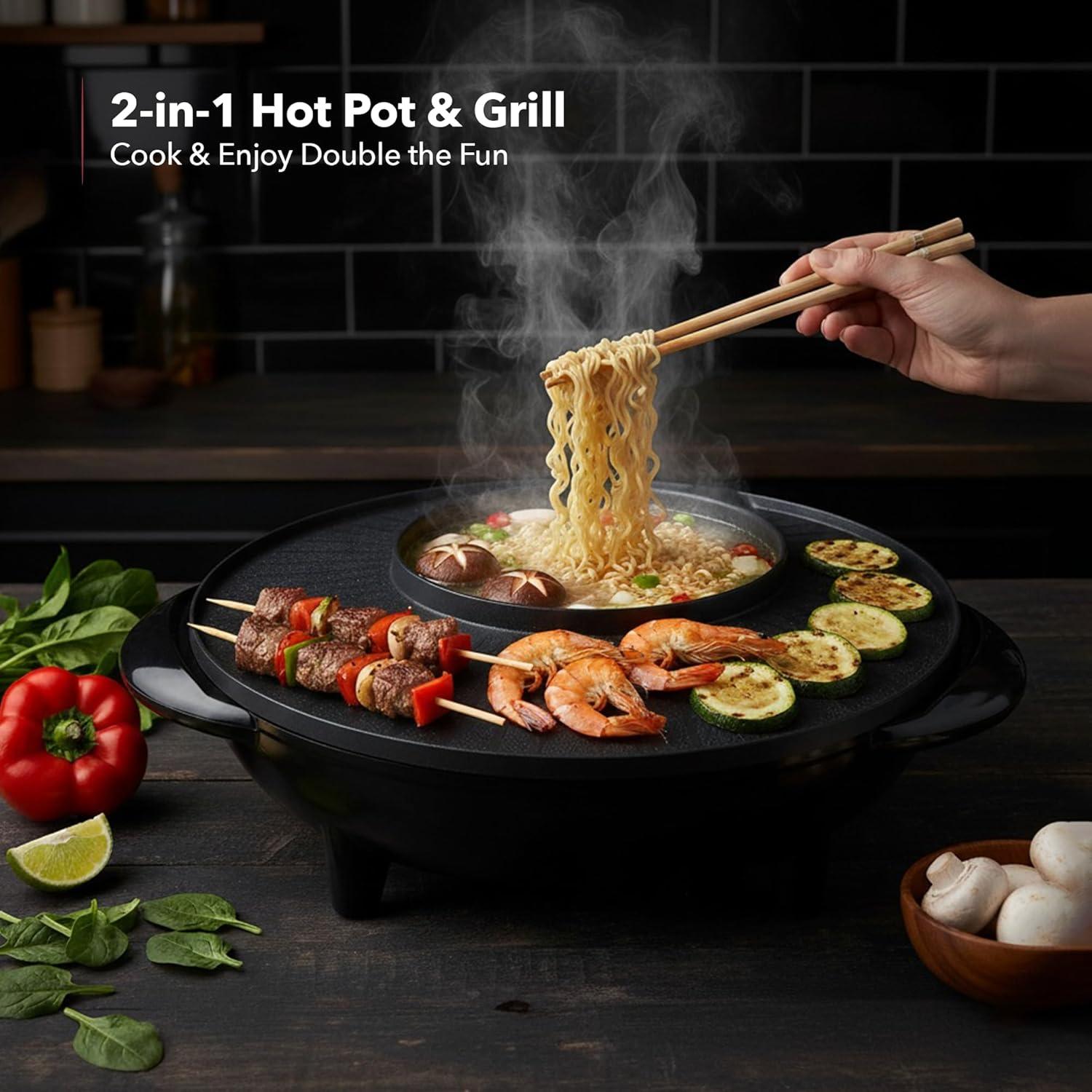 Ovente OVENTE 2-in-1 Hot Pot and Grill Combo