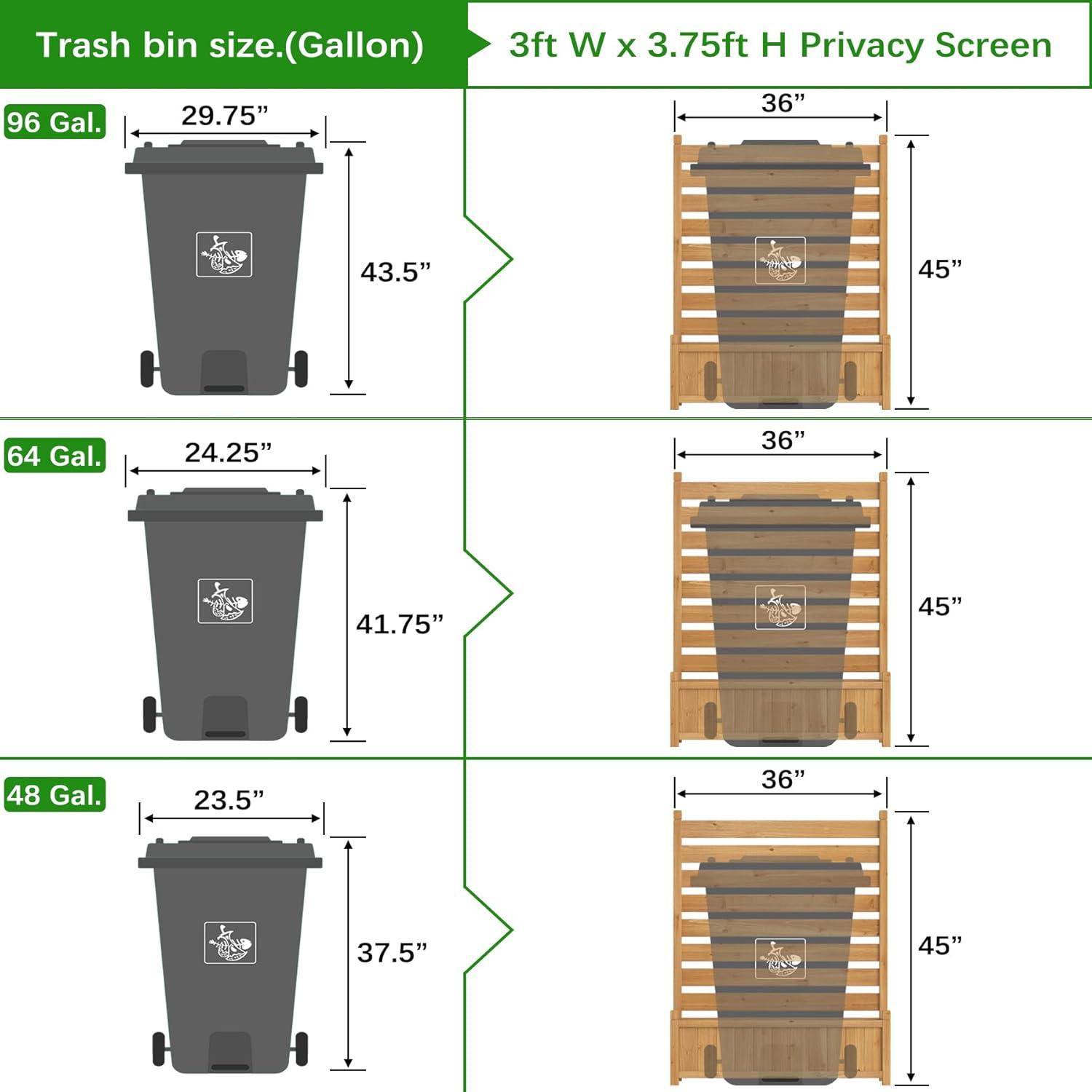 Natural Wood Outdoor Privacy Screen with Planter Box