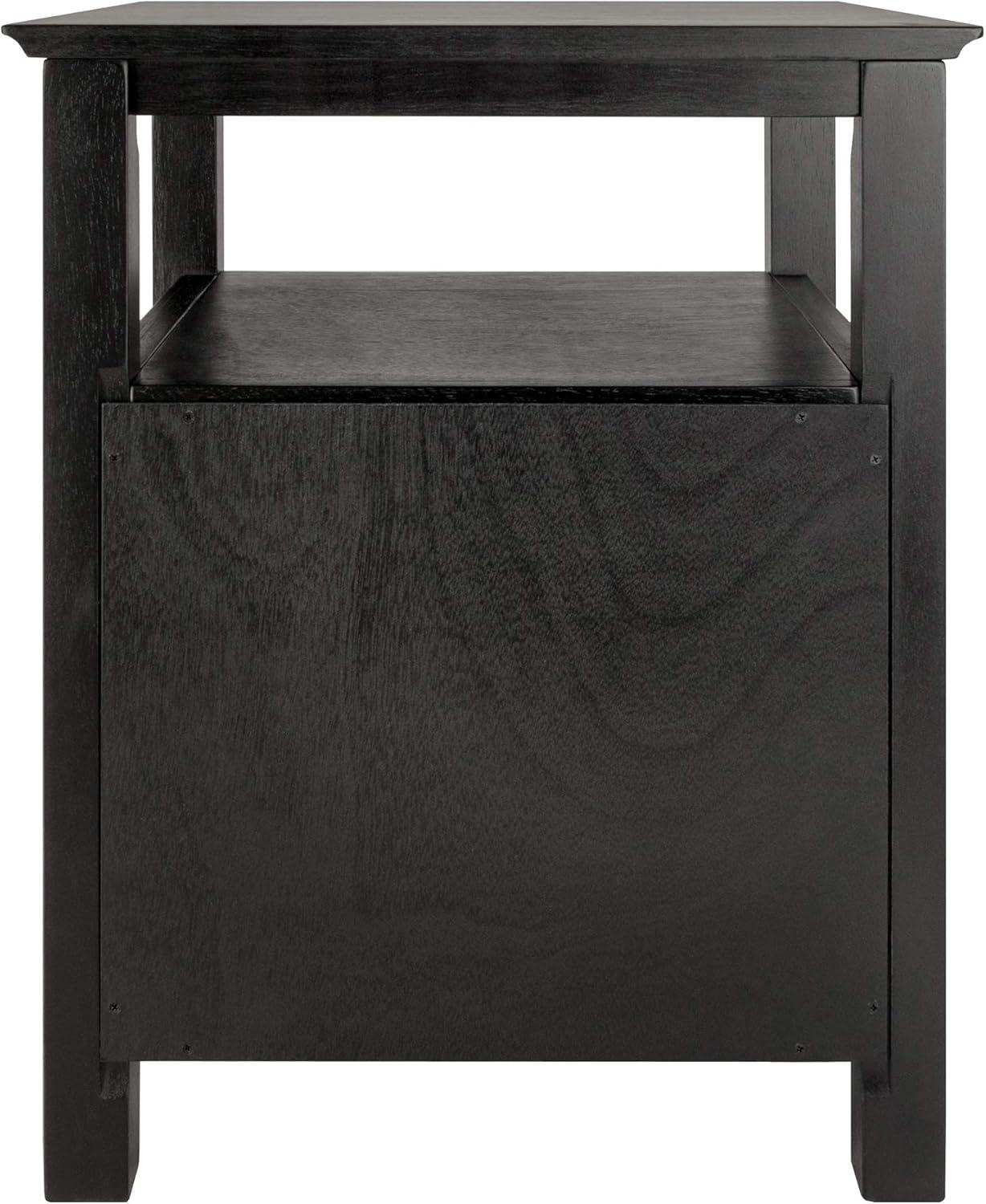 Transitional Black Solid Wood 2-Drawer Night Stand