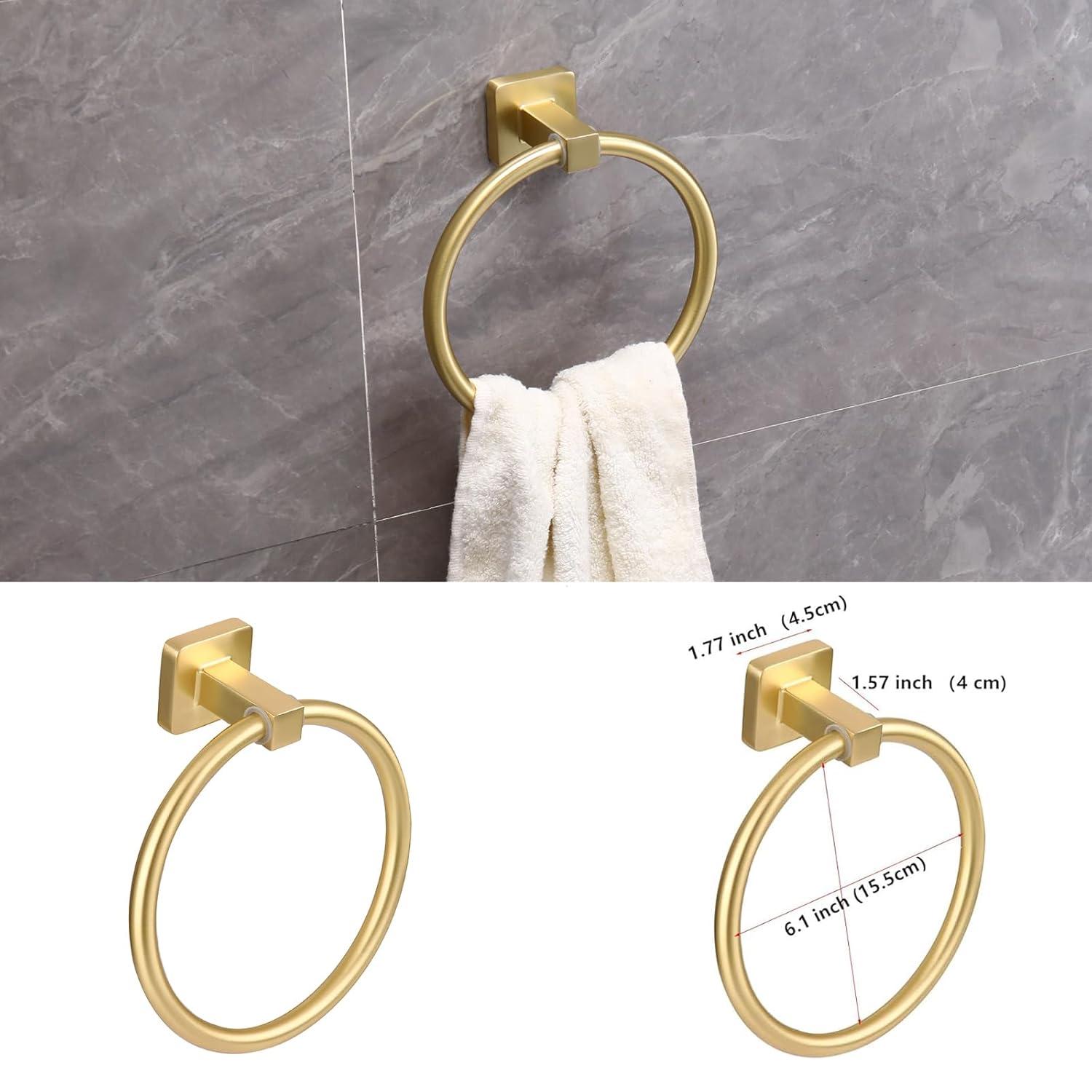 5 Pieces Brushed Gold Bathroom Hardware Accessories Set,Stainless Steel 23.6" Hand Towel Bar Set Gold, Toilet Paper Holder, Towel Holder Set,Towel Rack Set for Bathroom