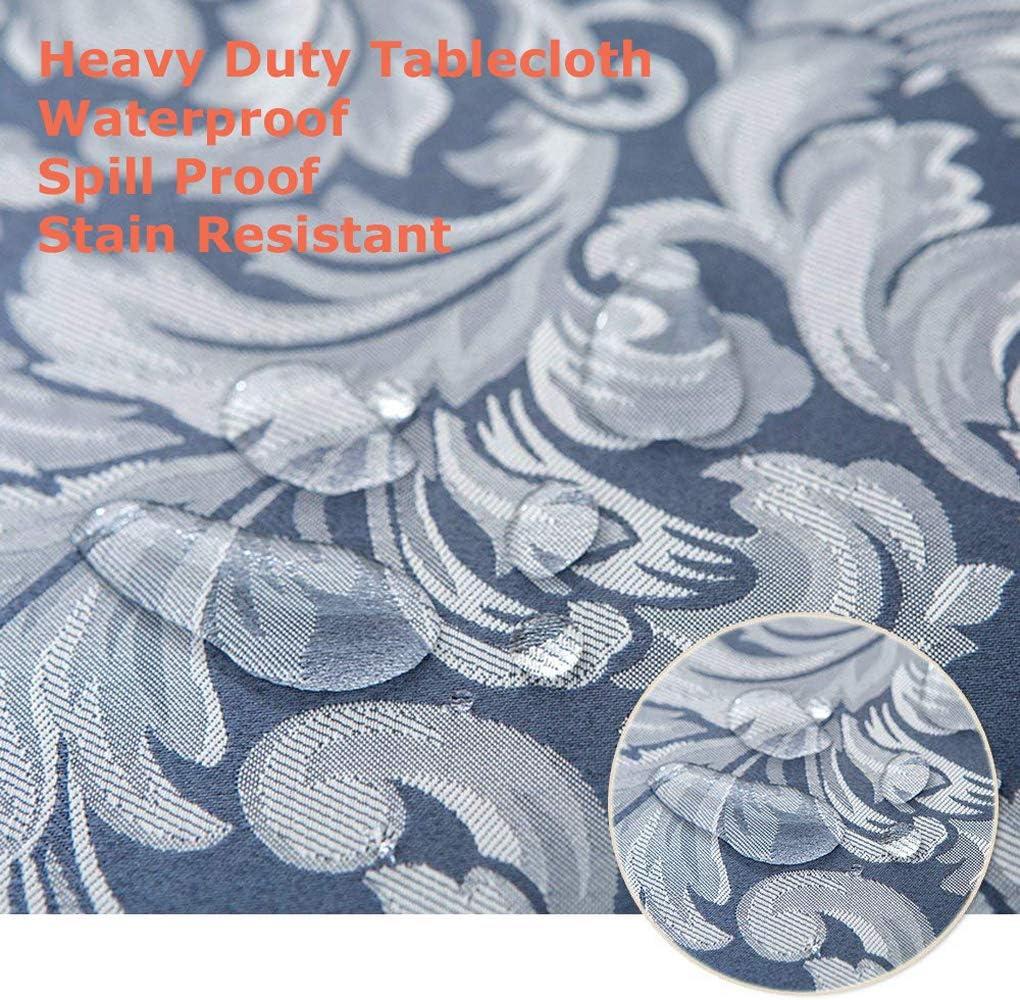 Tektrum 70 X 70 inch 70"X70" Square Damask Jacquard Tablecloth Table Cover - Waterproof/Spill Proof/Stain Resistant/Wrinkle Free/Heavy Duty- Great for Banquet, Parties, Dinner, Wedding (Stone Blue)