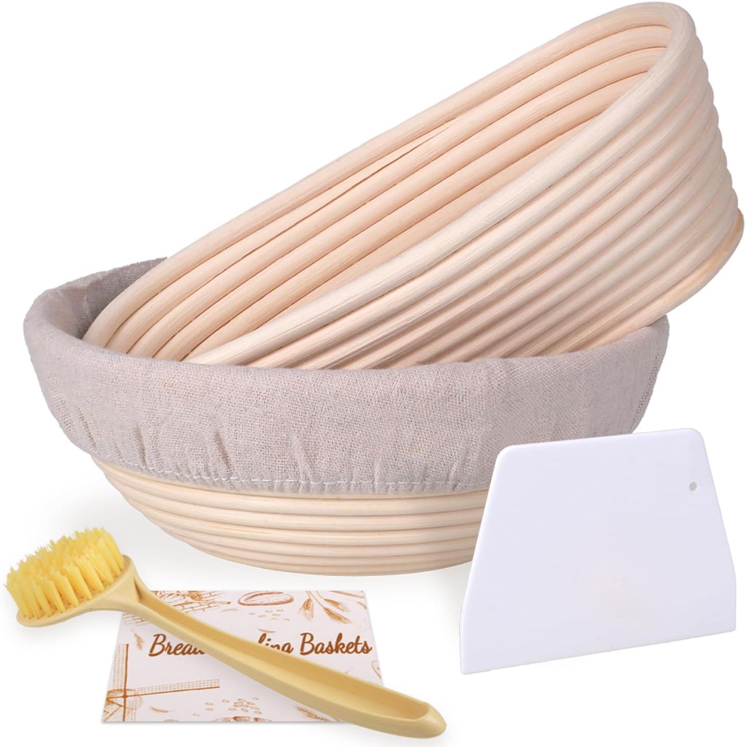 Natural Rattan Bread Proofing Basket Set with Linen Liner