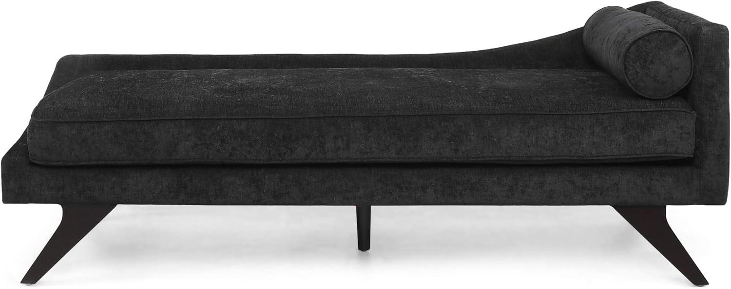 Cagle Mid Century Modern Fabric Chaise Lounge Black/Dark Brown - Christopher Knight Home