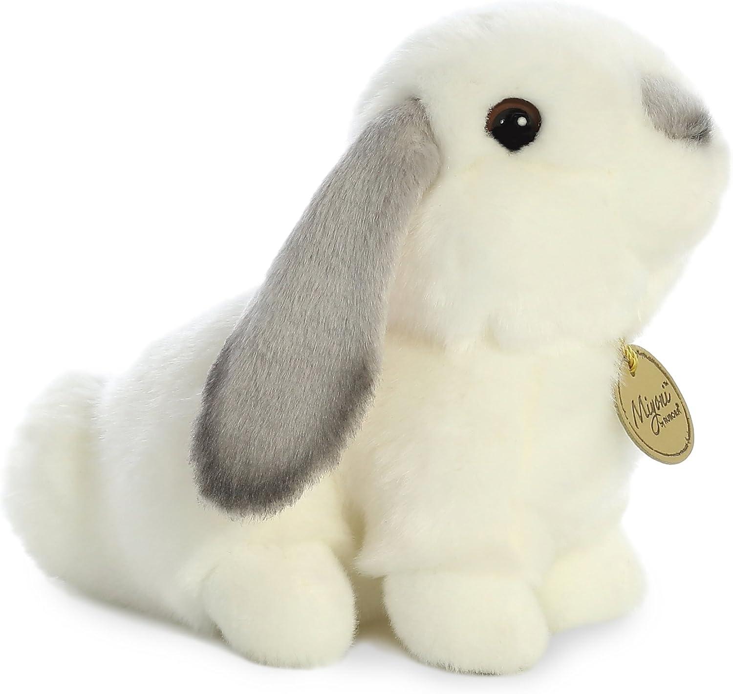 Aurora Small Lop Eared Rabbit Miyoni Realistic Stuffed Animal Grey Ears 8"