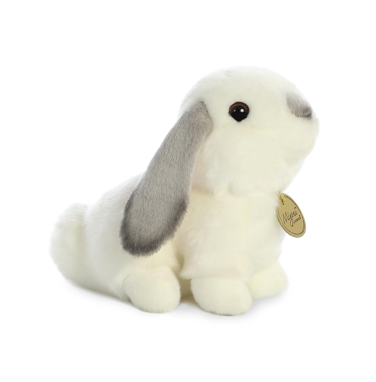 Aurora Small Lop Eared Rabbit Miyoni Realistic Stuffed Animal Grey Ears 8"