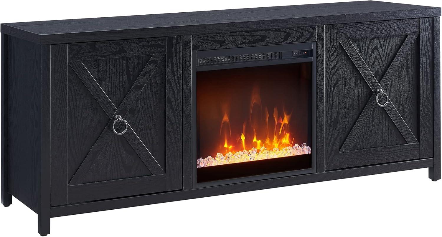 Evelyn&Zoe Granger Rectangular TV Stand with Crystal Fireplace for TV's up to 65", Black
