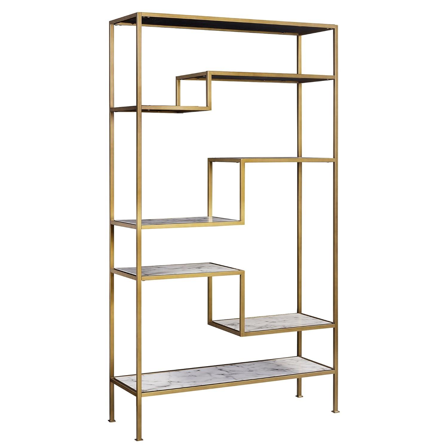 Mercer41 Carbone Marble-Look 5-Tier Display Bookcase Shelf
