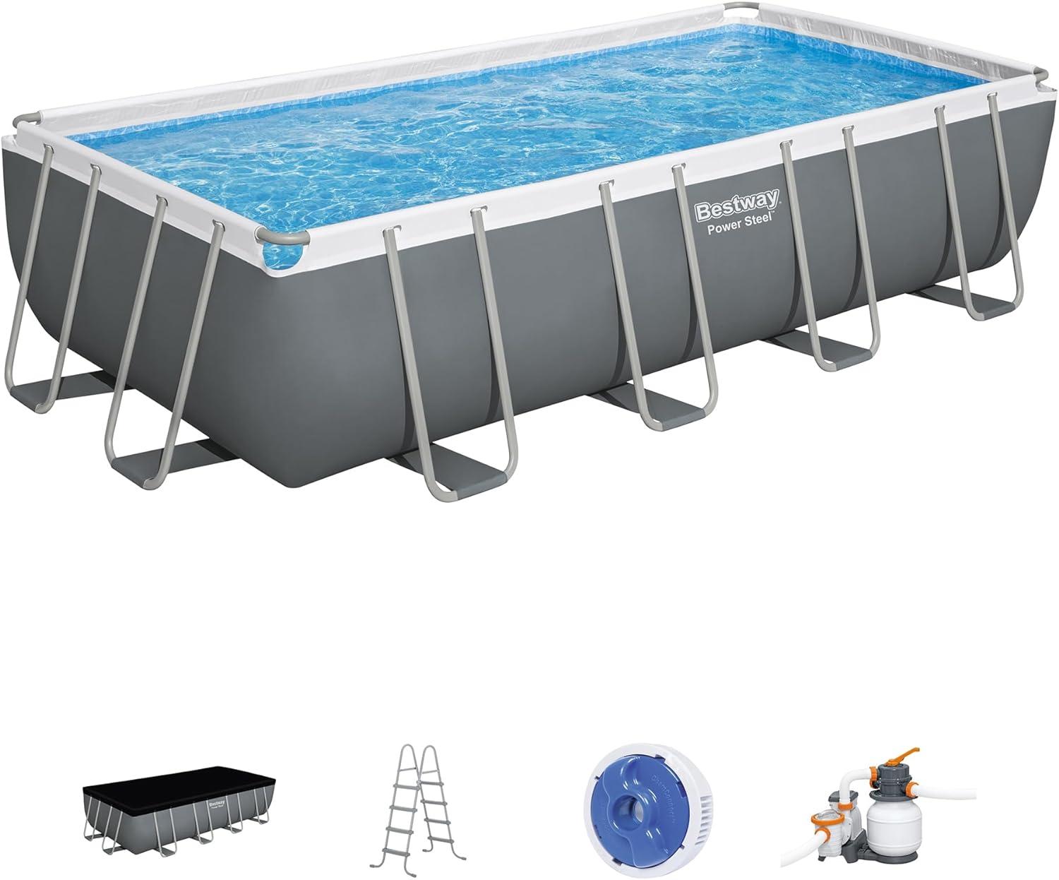 Bestway Power Steel 18' x 9' x 48" Rectangular Above Ground Pool Set