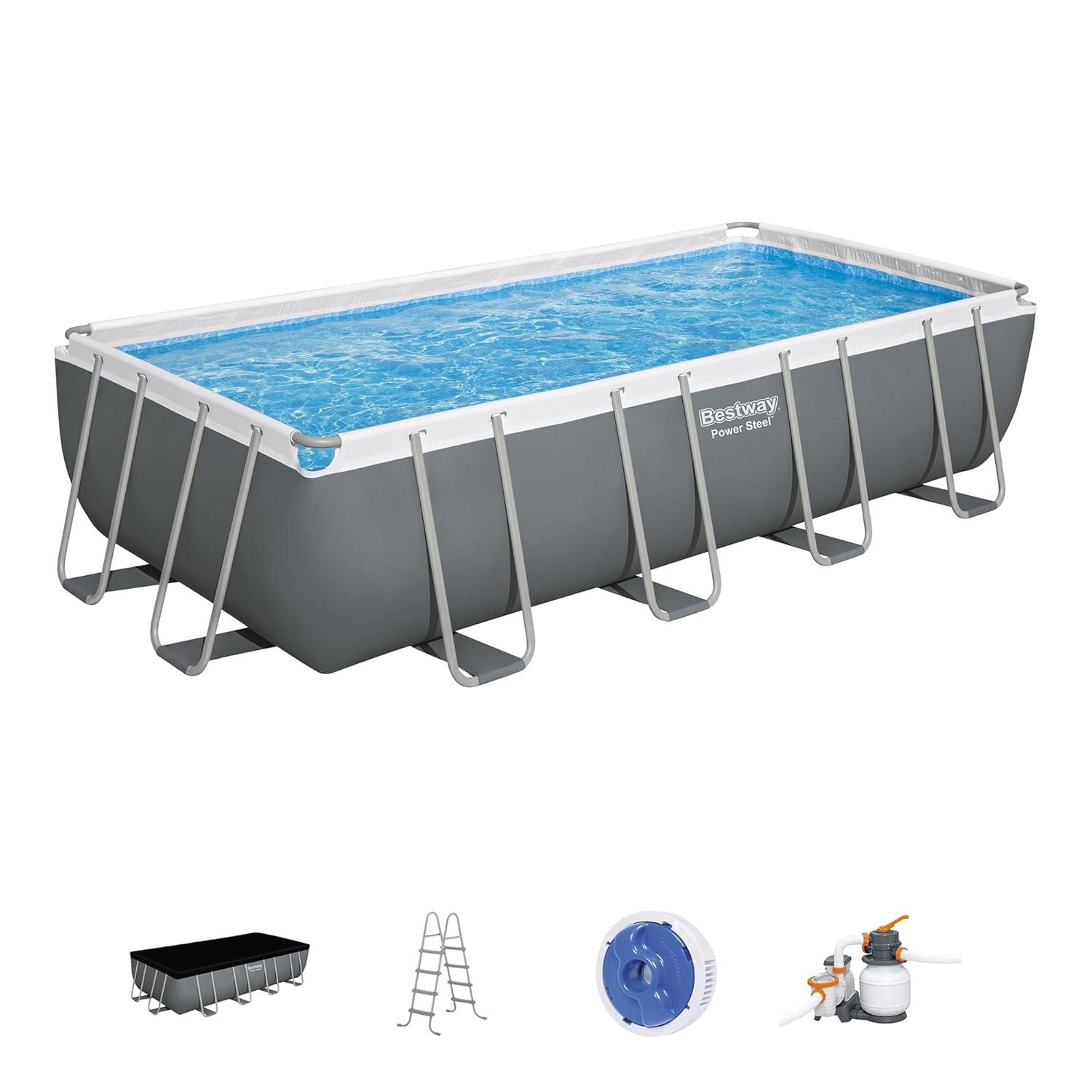 Bestway Power Steel 18' x 9' x 48" Rectangular Above Ground Pool Set