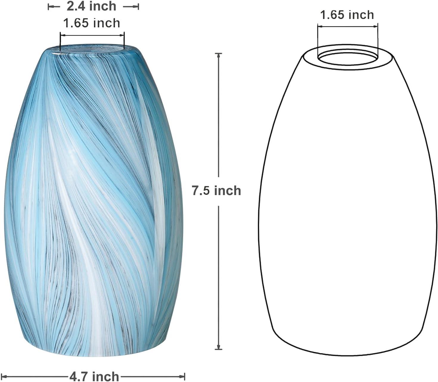 Oval Glass Lamp Shade Only Art Glass Lamp Covers Light Fixture Replacement for Kitchen Island Mini pendant Ceiling Lights Chandelier Hand Blown Glass Shade Replacement (Brown and Blue）